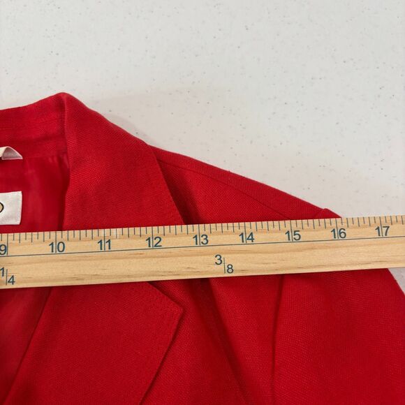 VTG Talbots Irish Linen Blazer Jacket Red 8 Career Lightweight Spring Classic - Picture 9 of 9
